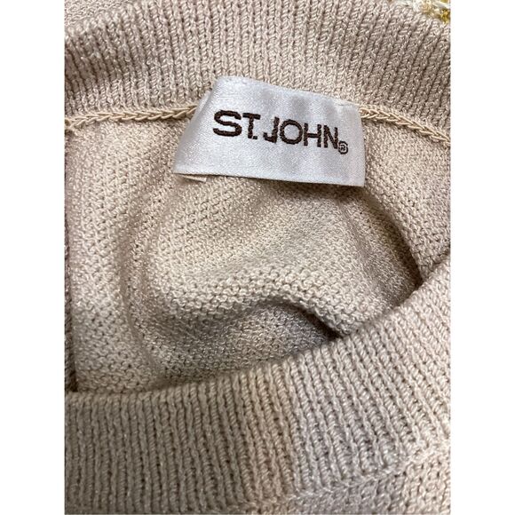 St john Vintage Beige Crewneck Sweater Retro Striped Knit Pullover Unisex Size X - Picture 15 of 15